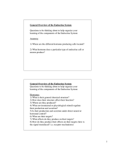 1 General Overview of the Endocrine System Questions to be