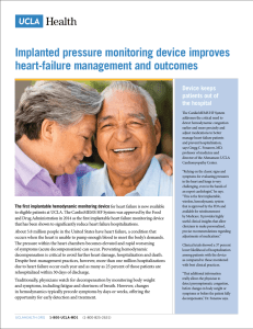 Implanted pressure monitoring device improves heart