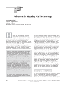 Advances in Hearing Aid Technology