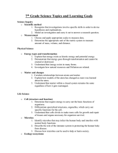 7th Grade Science Learning Goals