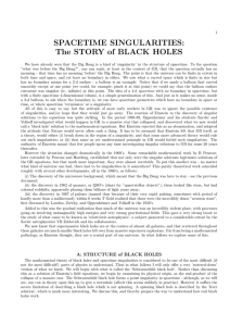 SPACETIME SINGULARITIES: The STORY of BLACK HOLES