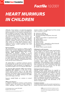 BHF Factfile: Heart Murmurs in Children