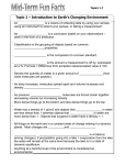 Topic 1 – Introduction to Earth`s Changing Environment