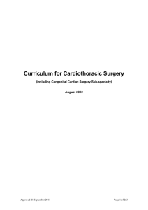 Curriculum for Cardiothoracic Surgery