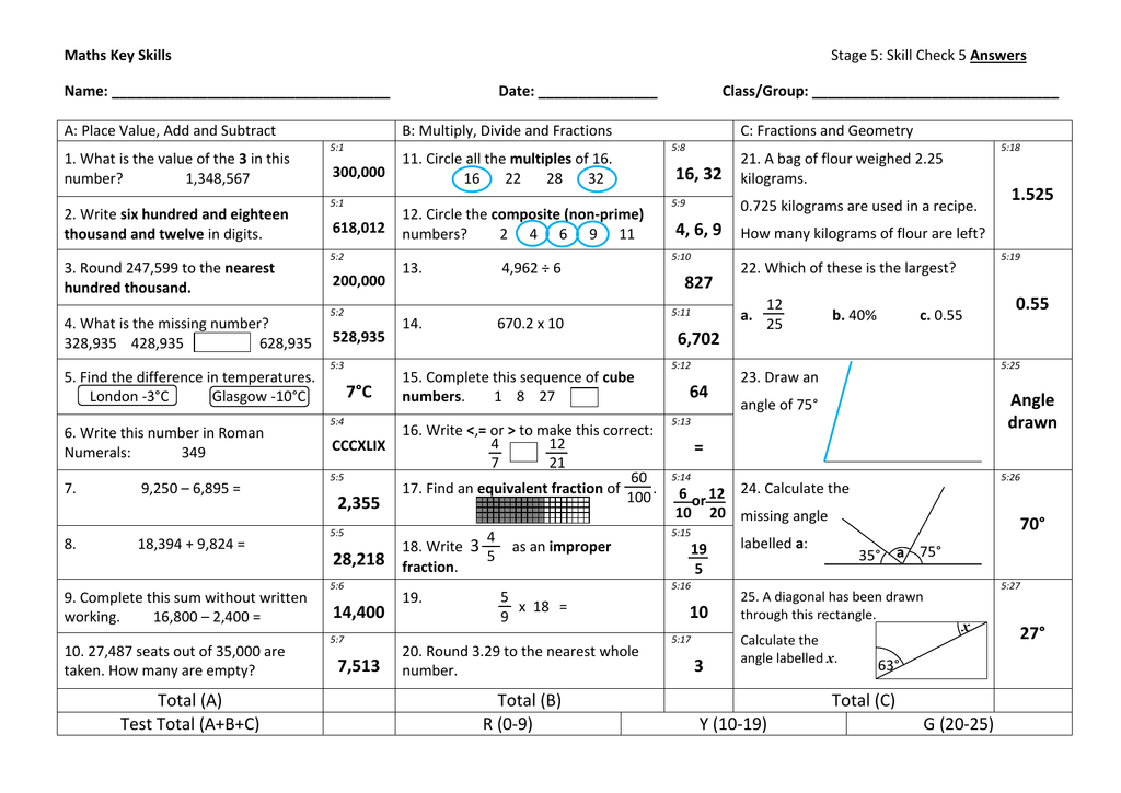 Stage 5 Check 5 Answers
