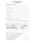 Stimuli, Response, and Behavior Worksheet Page 1