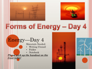 Forms of Energy * Day 4