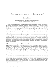 Behavioral View of Learning