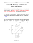 Lecture 8: Maxwell`s Equations and Electrical Circuits.