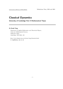 Classical Dynamics - damtp