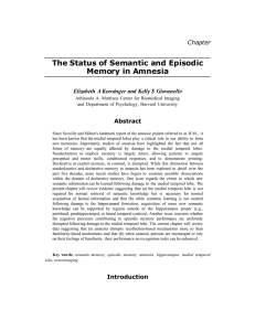 The Status of Semantic and Episodic Memory in Amnesia