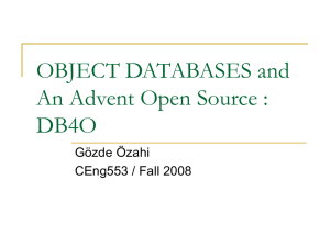OBJECT DATABASES and An Advent Open Source : DB4O