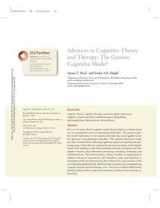 Advances in Cognitive Theory and Therapy: The