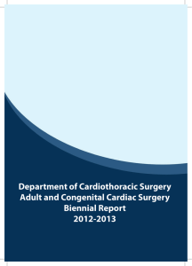 Department of Cardiothoracic Surgery Adult and Congenital Cardiac