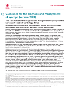 Guidelines for the diagnosis and management of syncope