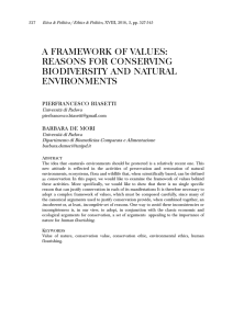 a framework of values: reasons for conserving biodiversity and