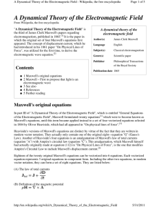 A Dynamical Theory of the Electromagnetic Field