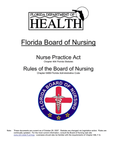 Nurse Practice Act - Nursing, Florida Board of