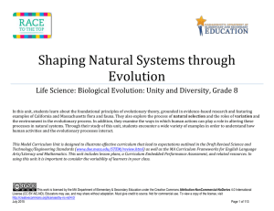 SCI Grade 8 Shaping Natural Systems through Evolution