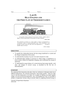 Heat Engines and the First Law of Thermodynamics