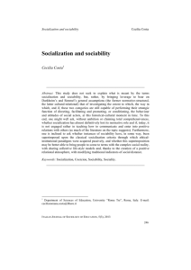 Socialization and sociability - ITALIAN JOURNAL OF SOCIOLOGY