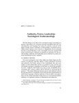 Authority, Power, Leadership: Sociological Understandings