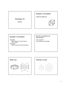 Psychology 101 Sensation vs Perception Sensation vs Perception