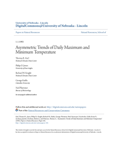 Asymmetric Trends of Daily Maximum and Minimum Temperature