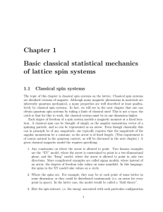 Chapter 1 Basic classical statistical mechanics of lattice spin systems