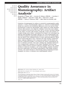 Quality Assurance in Mammography: Artifact Analysis1