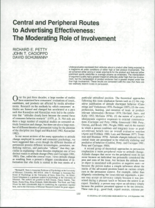 Central and Peripheral Routes to Advertising Effectiveness: The