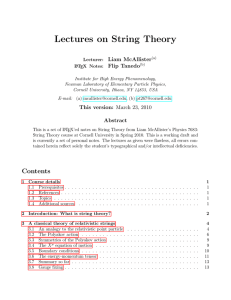 Lectures on String Theory - UCI Physics and Astronomy
