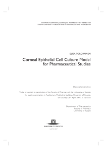 Corneal Epithelial Cell Culture Model for Pharmaceutical Studies