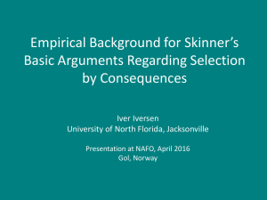 Empirical Background for Skinner`s Basic Arguments Regarding