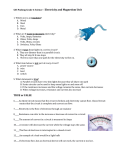 Electricity and Magnetism Unit Test 2014