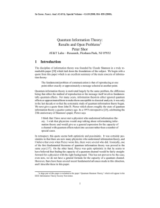 Quantum information theory: Results and open