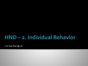 HND – 2. Individual Behavior