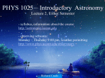 Lecture 2 ppt - Physics 1025 Introductory Astronomy