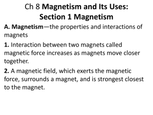 Ch 8 Magnetism and Its Uses: Section 1 Magnetism