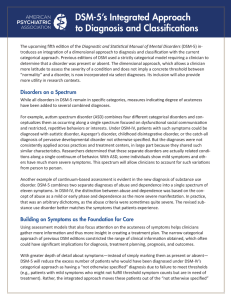 DSM-5`s Integrated Approach to Diagnosis and Classifications