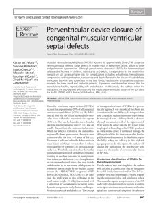 Perventricular device closure of congenital muscular ventricular