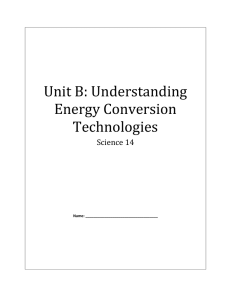 Unit B: Understanding Energy Conversion Technologies