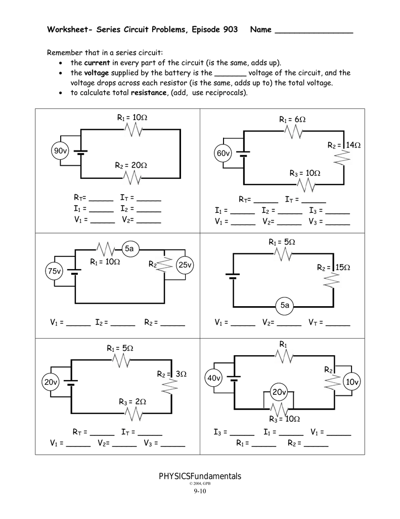 25-25 - Worksheet - Series Circuit Problems Throughout Circuits Worksheet Answer Key