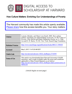 Culture and Poverty - Harvard DASH
