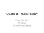 Chapter 16 – Nuclear Energy