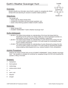 Earth`s Weather Scavenger Hunt - Arctic Climate Modeling Program