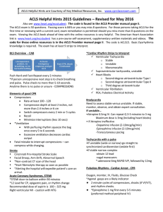 Acls Helpful Hints 2015 Guidelines Revised For May 2016