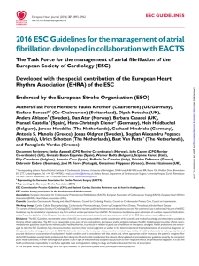 2016 ESC Guidelines for the management of atrial fibrillation