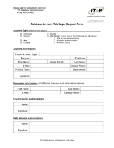 Database Account/Privileges Request Form