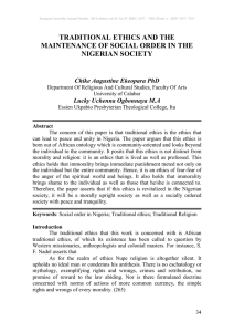 traditional ethics and the maintenance of social order in the nigerian